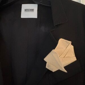 Moschino Black Blazer with Cream Pocket Square.